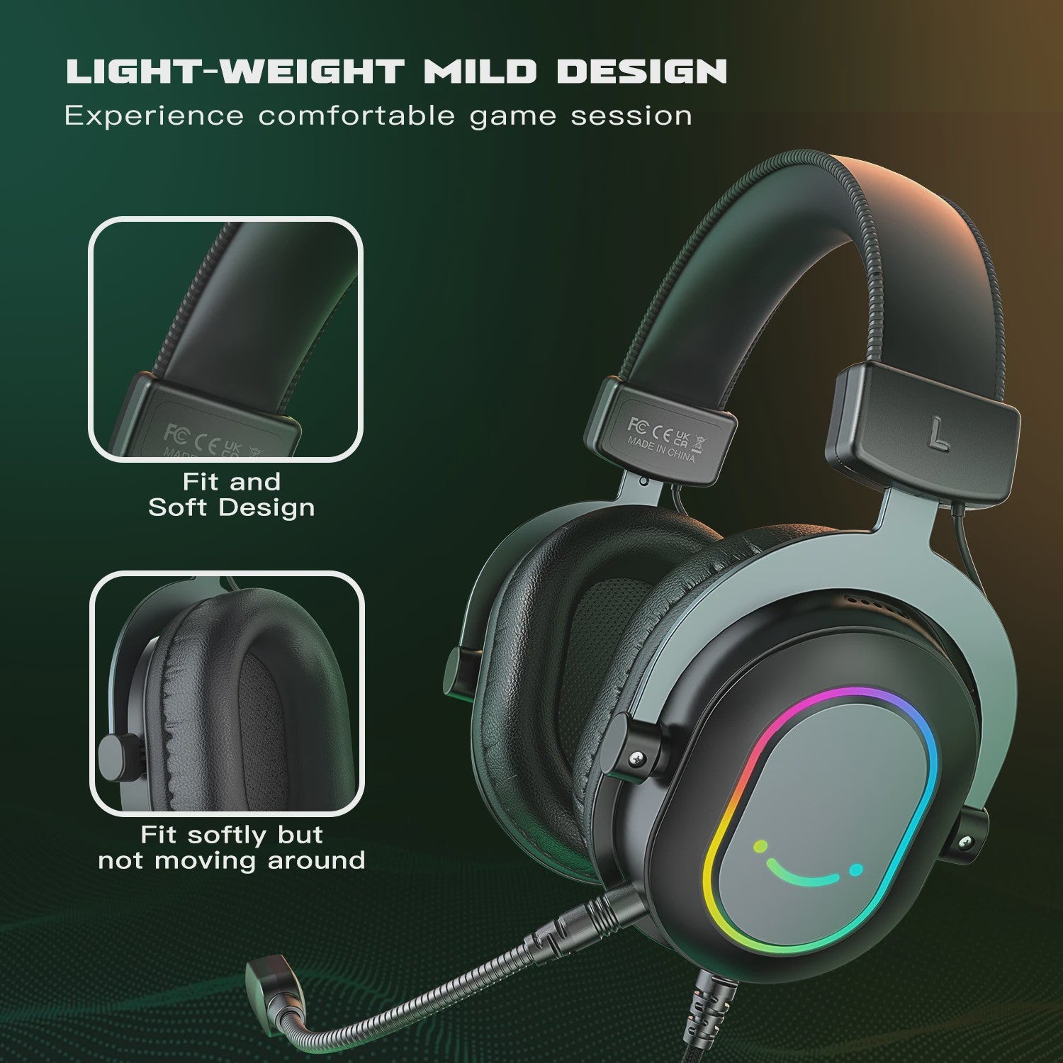 FIFINE H6 Gaming Headset: Virtueel 7.1 Surround Sound, RGB, USB, Microfoon & EQ Modes