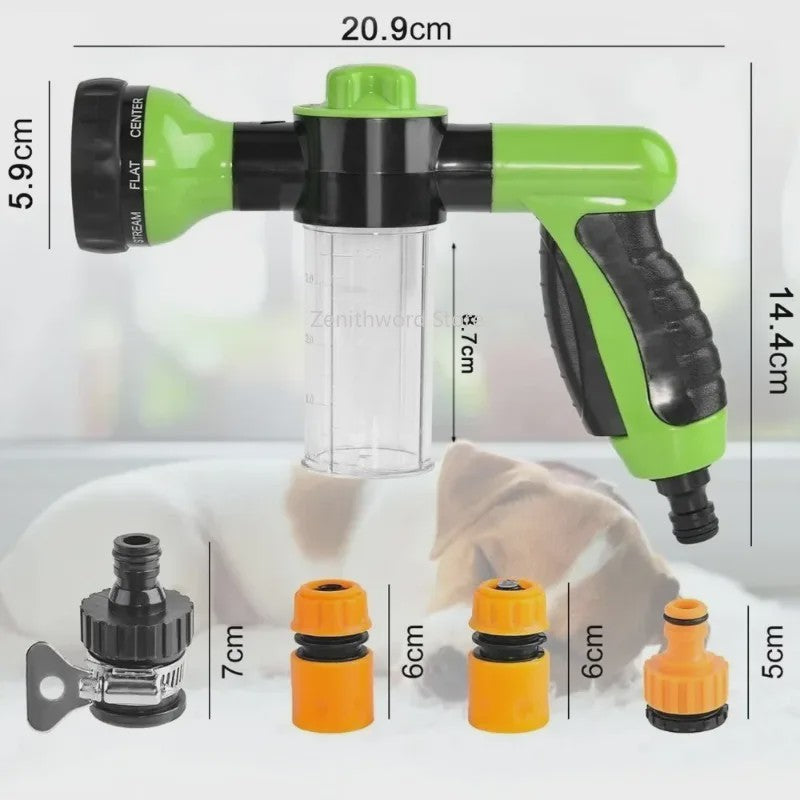 Multifunctionele Hondendouche Spuitpistool 8-in-1 met Schuimfunctie - Ideaal voor Huisdieren, Auto & Tuin