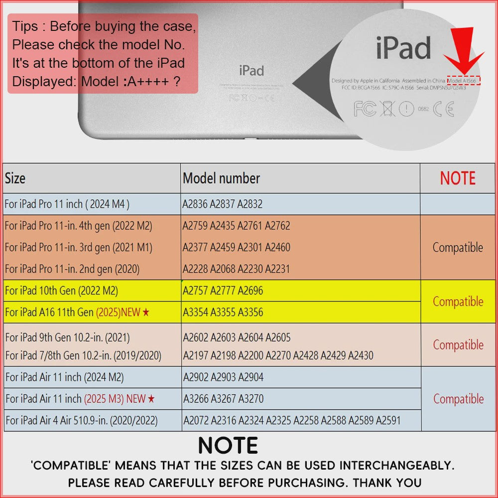 iPad Hoes met Draadloos Toetsenbord en Muis - Compatibel met 10.2, Pro 11, Air 5/4, M3/M4