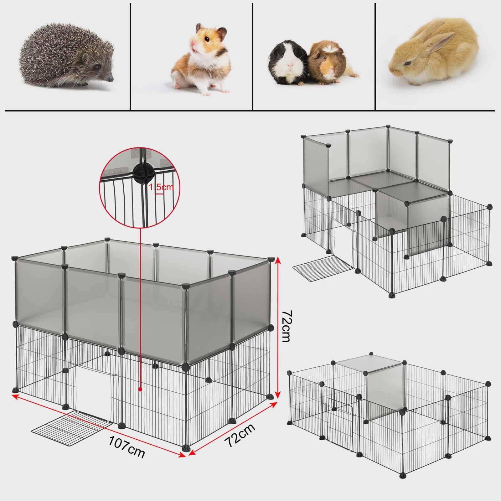EUGAD Dierenren | Ruim Speelverblijf voor Konijnen, Katten, Puppies & Kleine Huisdieren | Buiten & Binnen Gebruik