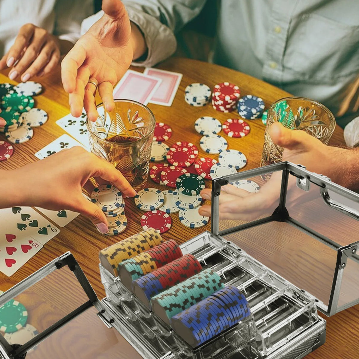 Transparante Aluminium & Acryl Poker Chip Koffer - 600 Chips