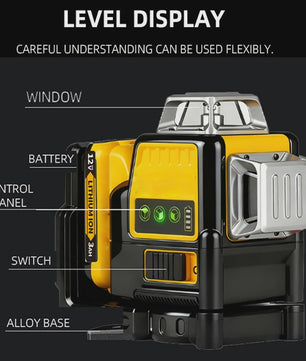 Professionele Groene Laserwaterpas DW089LG - 12 Lijnen, 360° Horizontaal/Verticaal