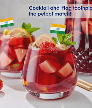 100x Mini India Vlaggetjes op Houten Prikkers - Ideaal voor Cupcakes, Cocktails & Feestdecoratie