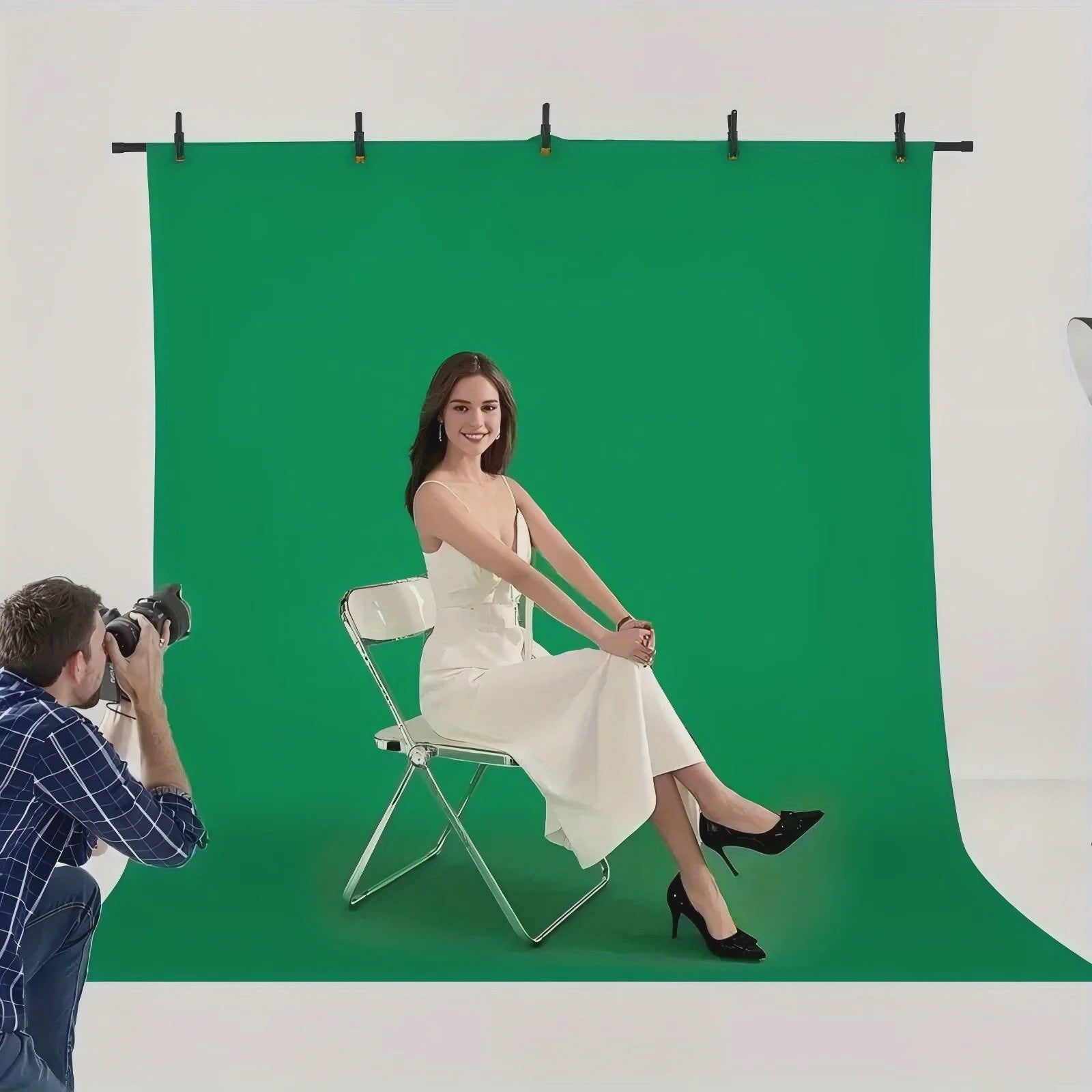 Grote Zwarte, Witte & Groene Achtergronddoeken (Chromakey) - 13x10 & 10x6.6 ft