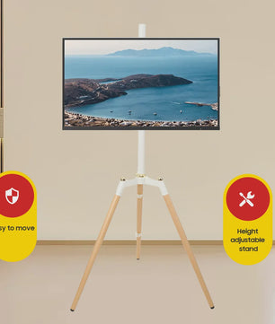 Vrijstaande TV Standaard Tripod voor 32-65 inch Schermen | Kantelbaar & In Hoogte Verstelbaar | Wit