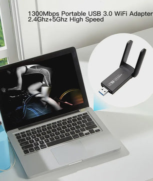 USB 3.0 WiFi Adapter 1300Mbps Dual Band AC met Bluetooth 4.2 voor Desktop & Laptop