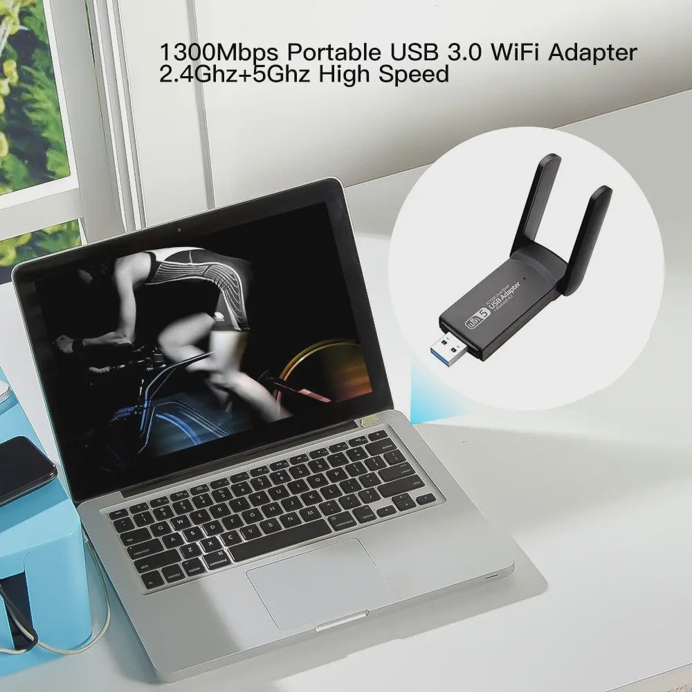 USB 3.0 WiFi Adapter 1300Mbps Dual Band AC met Bluetooth 4.2 voor Desktop & Laptop