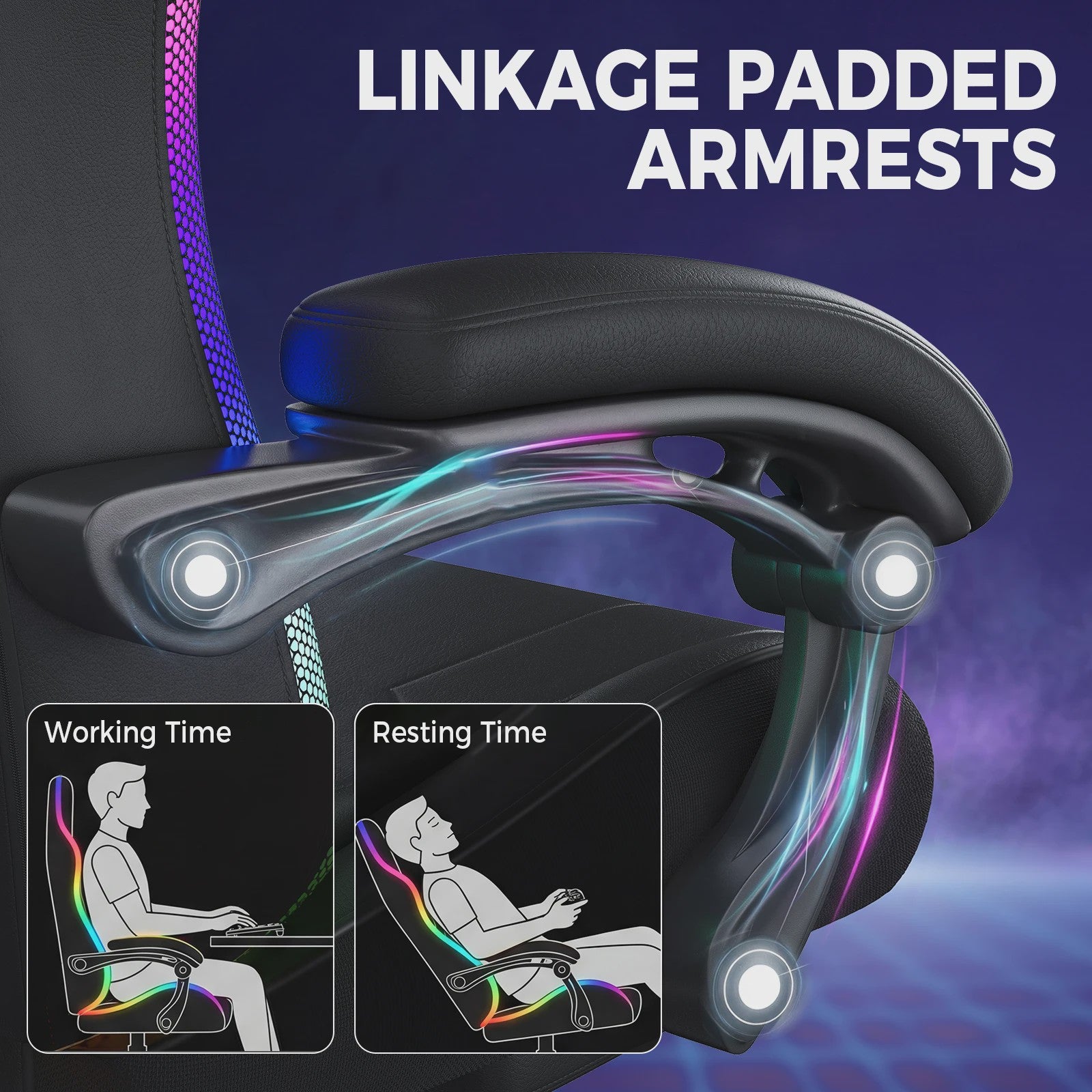 GTPLAYER Ergonomische Gaming & Kantoorstoel met LED Verlichting, Massagefunctie en Opbergvak
