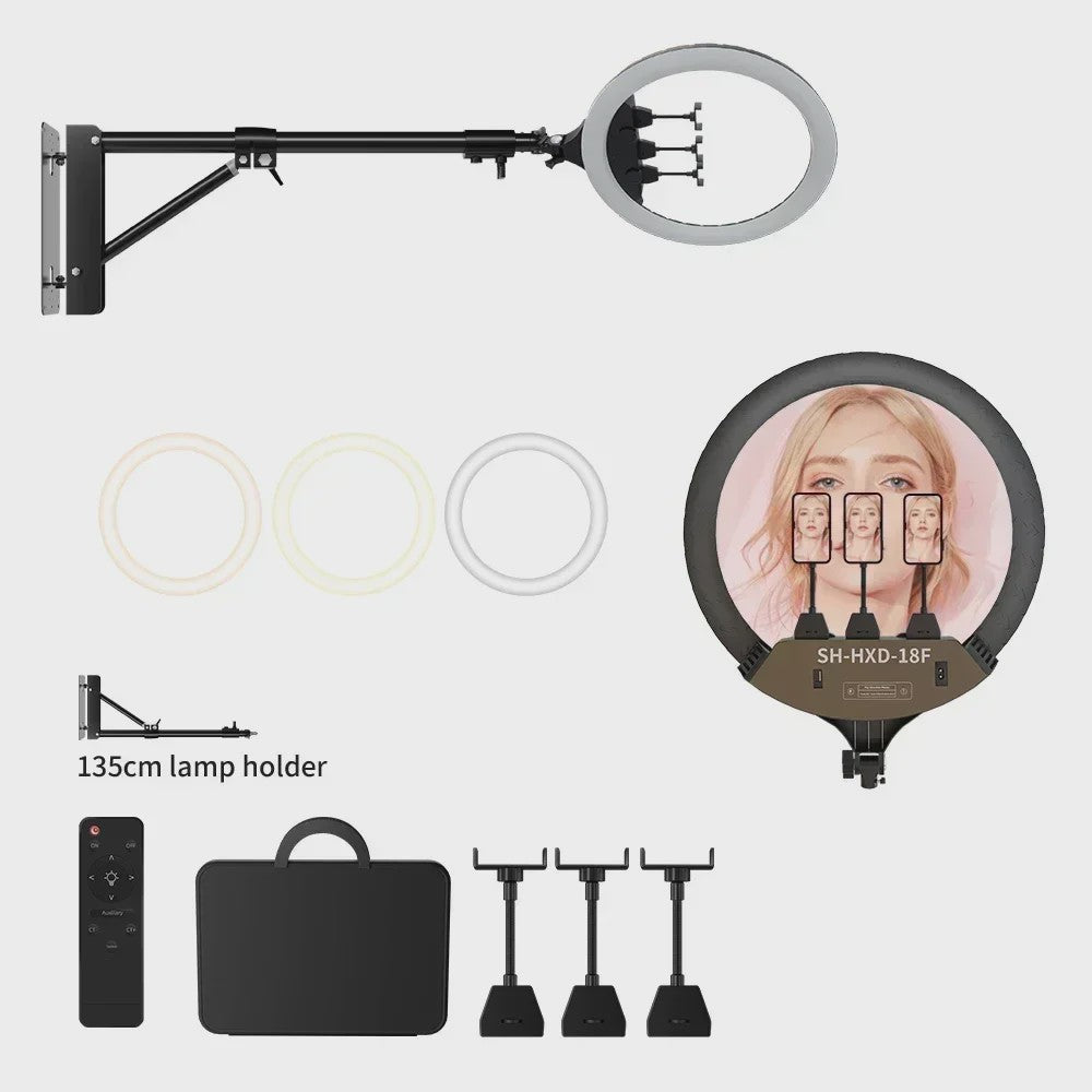 18 Inch Ring Light LED Videolamp met Statief en Telefoonhouder voor YouTube, Selfie & Studio Fotografie