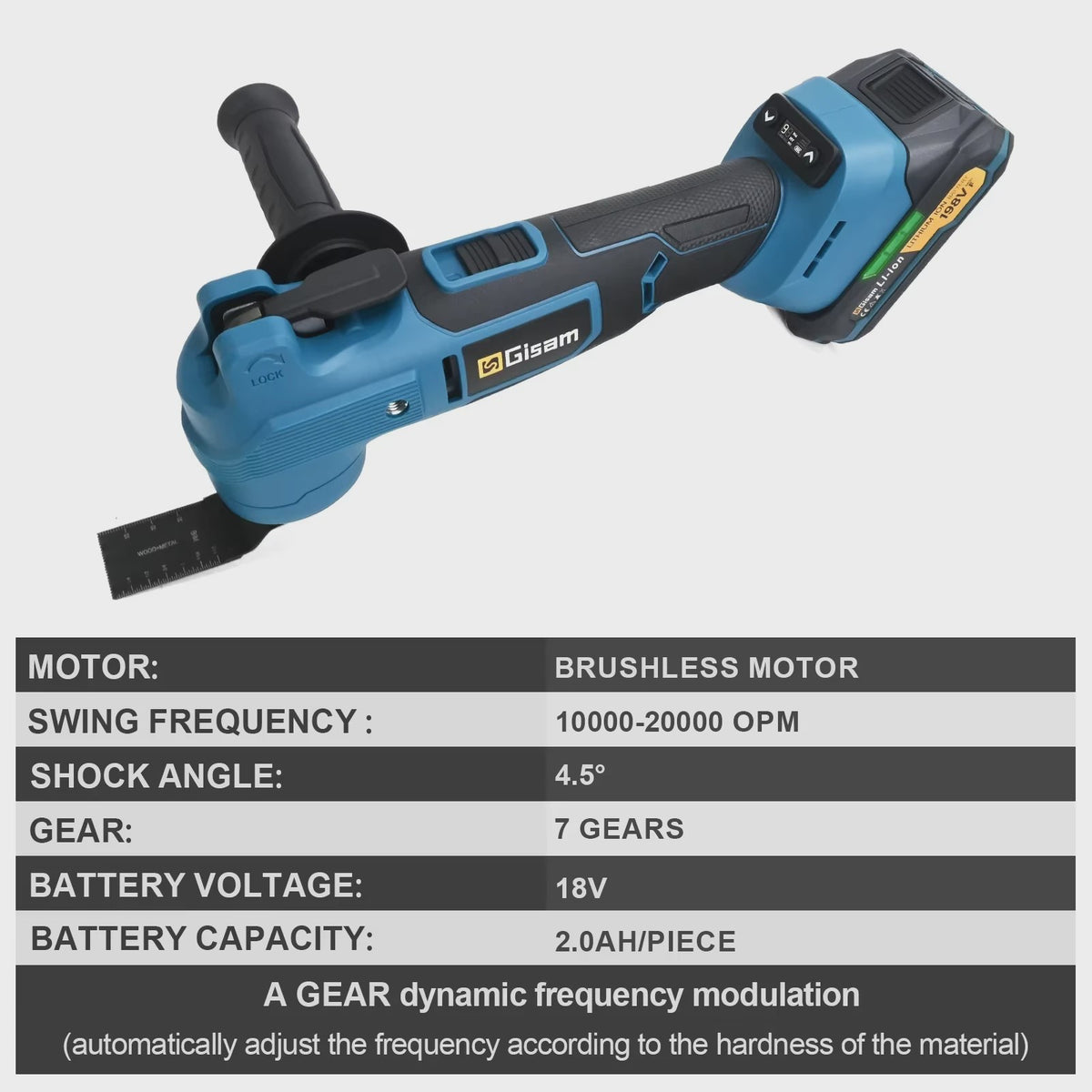 Gisam Multitool 7 Versnellingen Brushless - Oscillerend Gereedschap 20000 OPM