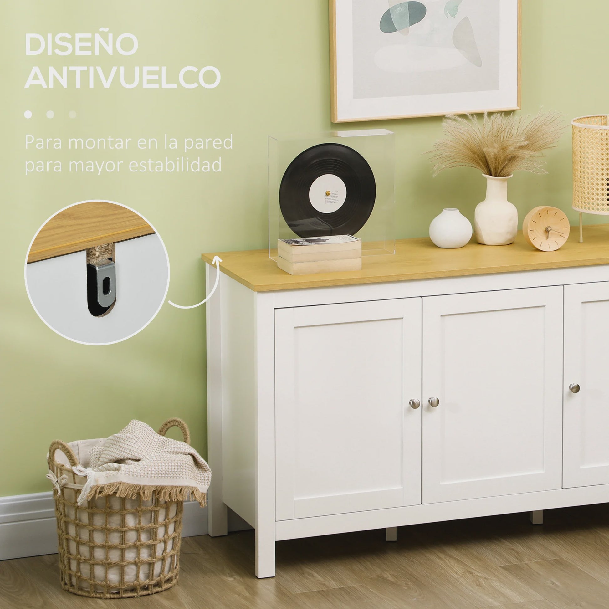 Moderne Keukenkast Sideboard met 3 Deuren - 120x40x70 cm Wit