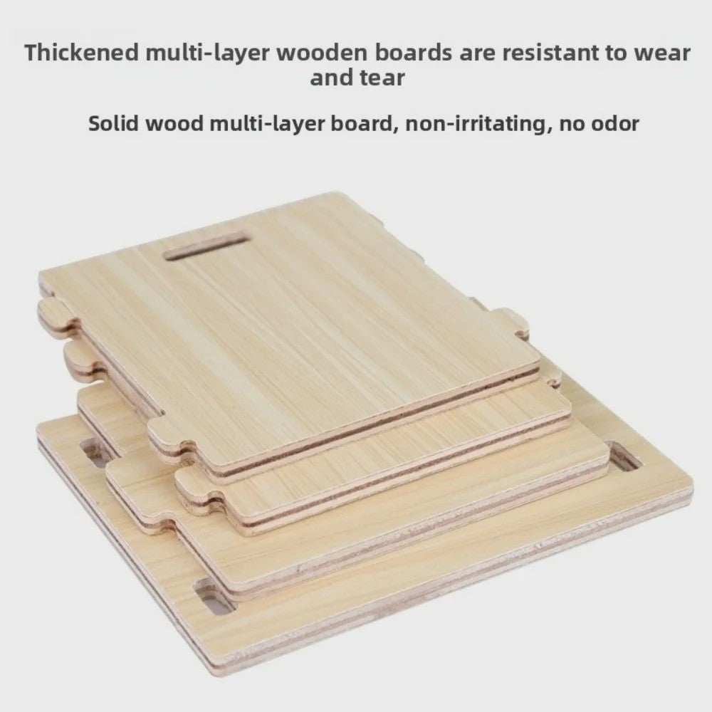 Houten Hamster Villa: Speelhuis met Klimplatform en Verhoogd Platform - Duurzaam Knaagdier Accessoire