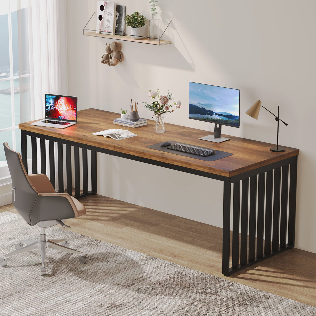 Industriële 180cm Bureau voor 2 Personen met Metalen Frame