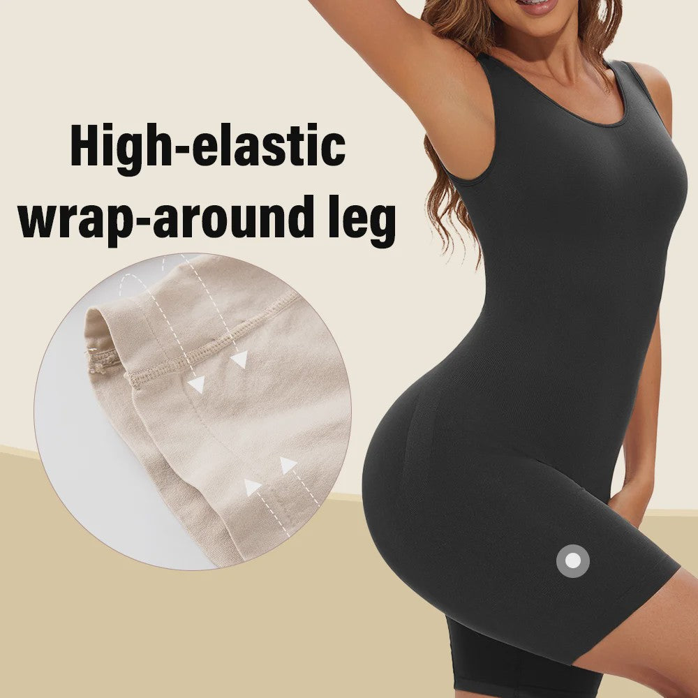 Naadloze Body Shaper Bodysuit met Brede Bandjes - Volledige Compressie & Dij Slimming