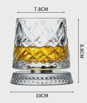 Set van 2 Draaibare Whiskey Glazen met Glazen Voet - Kristal Rum Cocktail Glazen