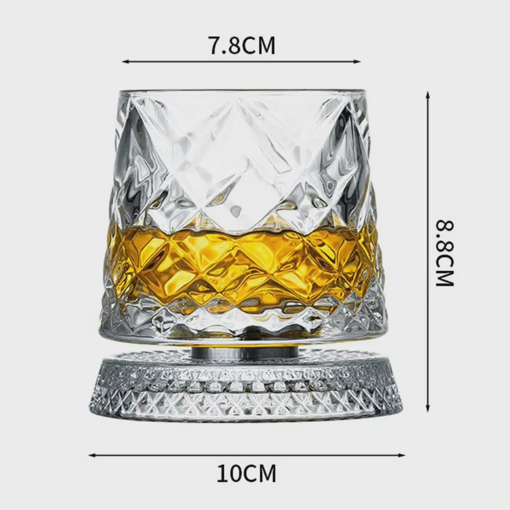 Set van 2 Draaibare Whiskey Glazen met Glazen Voet - Kristal Rum Cocktail Glazen