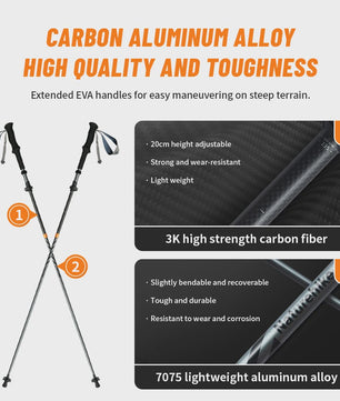 Naturehike Ultralichte Carbon Fiber Trekkingstokken - Opvouwbaar & Snel Sluitend