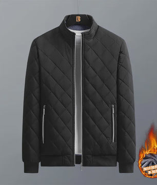 Heren Bomberjack met Diamantpatroon en Fleece Voering - Stijlvolle Winterjas