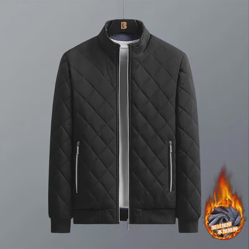 Heren Bomberjack met Diamantpatroon en Fleece Voering - Stijlvolle Winterjas