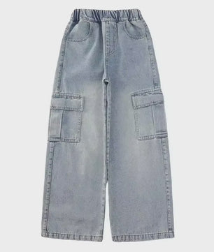 Stoere Meisjes Cargo Jeans - Wijd & Loose Fit | Mode Streetwear voor Kinderen (5-12 jaar)