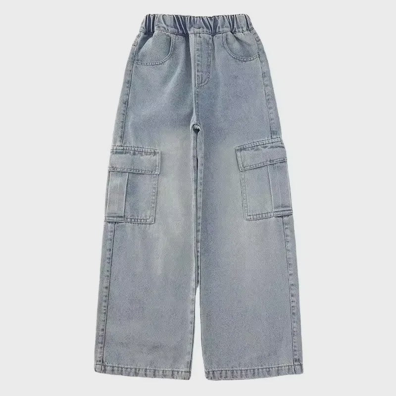 Stoere Meisjes Cargo Jeans - Wijd & Loose Fit | Mode Streetwear voor Kinderen (5-12 jaar)