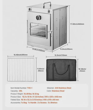 Opvouwbare Camping Oven - Roestvrij Staal - Draagbare Pizza & Brood Oven voor Buiten