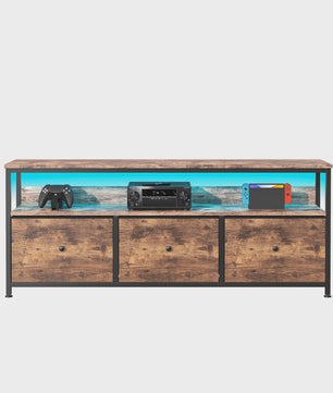 Vintage TV Meubel met LED Verlichting en 3 Stoffen Lades - Industrieel Design