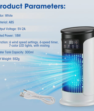 Draagbare Mini Airco met Waterkoeling & USB - Verkoel en Bevochtig