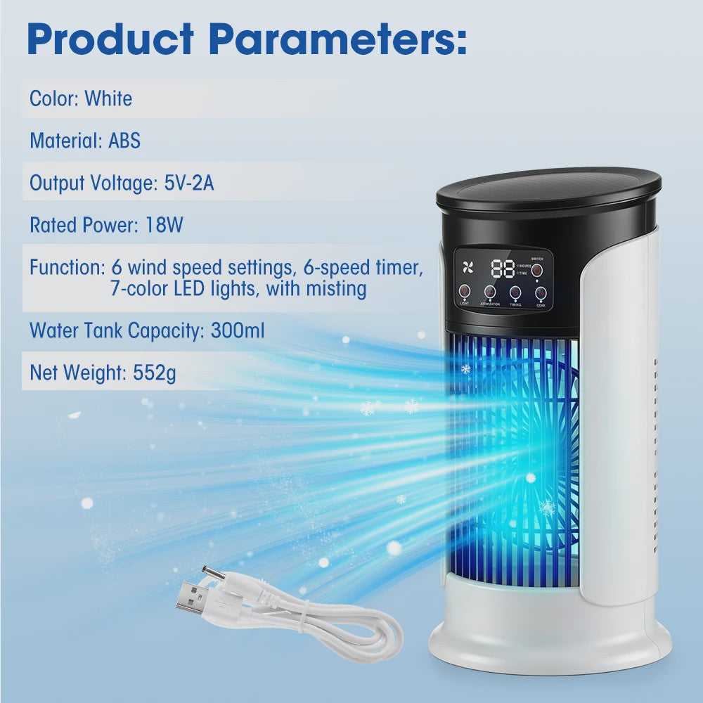 Draagbare Mini Airco met Waterkoeling & USB - Verkoel en Bevochtig