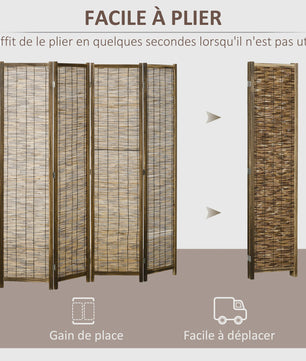 HOMCOM Bamboe Paravent 4 Panelen - 160x170 cm - Natuurlijk & Opvouwbaar