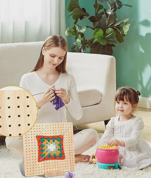 Bamboe Haakblokkeerbord met 25 Stalen Pinnen - 23x23cm - Perfect voor Granny Squares & Breien