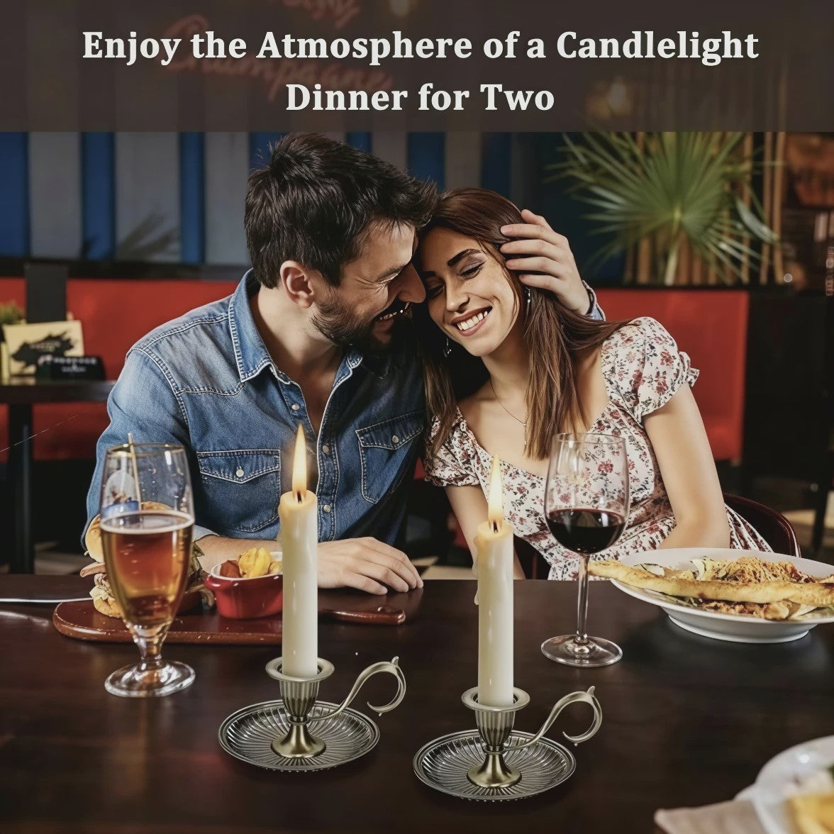 Vintage Metalen Kandelaar met Handvat - Stijlvolle Kaarsenhouder voor Huisdecoratie & Feesten
