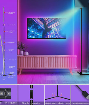 Moderne RGB Vloerlamp met Muziek Sync & 16 Miljoen Kleuren - Sfeerverlichting
