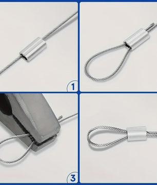 50m Roestvrij Staal Draadkabel met 50 Aluminium Klemmen - 7x7 Kern