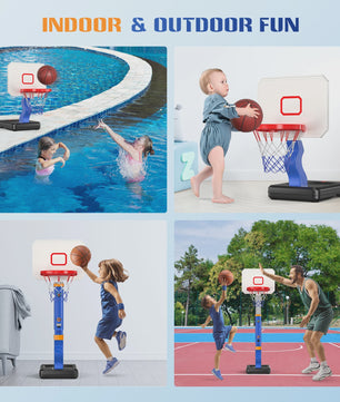 Verstelbare Kinder Basketbalring met Standaard en 4 Ballen - Indoor & Outdoor Speelplezier