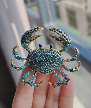 Chique Krab Broche met Kristallen - Unieke Dieren Pin voor Dames