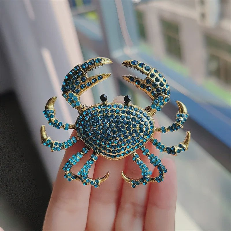 Chique Krab Broche met Kristallen - Unieke Dieren Pin voor Dames