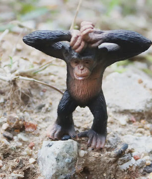 Oenux Wild Animal Speelfiguren: Aap, Chimpansee, Orang-oetan & Gibbon (PVC)