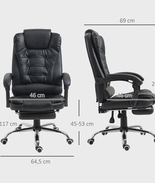 Comfortabele Zwarte Directiestoel met Voetensteun en Wieltjes