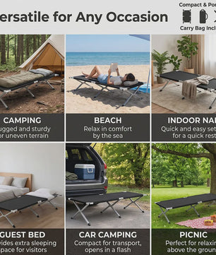 Lichtgewicht Campingbed Opvouwbaar met Stalen Frame en Opbergzak - Draagbaar & Duurzaam