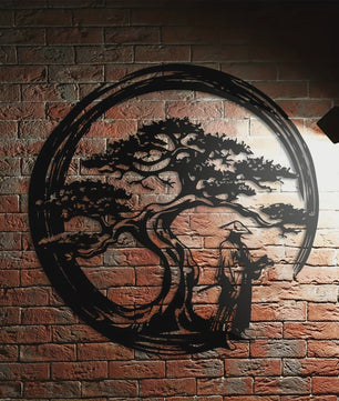 Japanse Bonsaiboom Metalen Wanddecoratie - Roestvrij & Waterdicht voor Huis en Tuin
