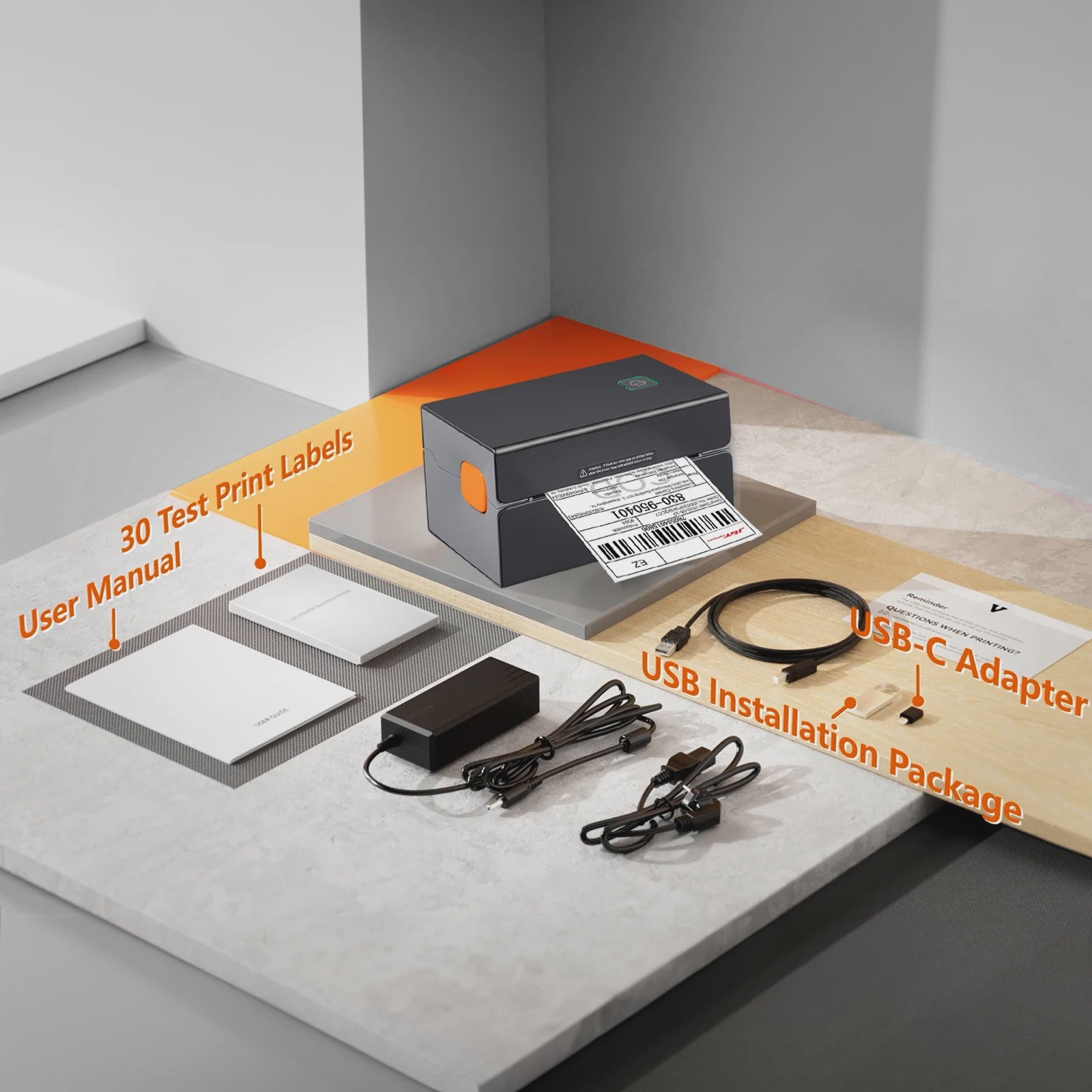 SucceBuy Thermische Labelprinter 300DPI met Bluetooth & USB - Automatische Labelherkenning