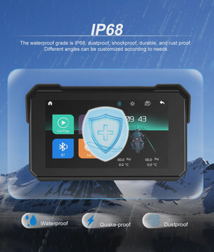 Podofo 5" IPS Touchscreen Motorfiets Smart Player - Waterdicht, CarPlay & Android Auto