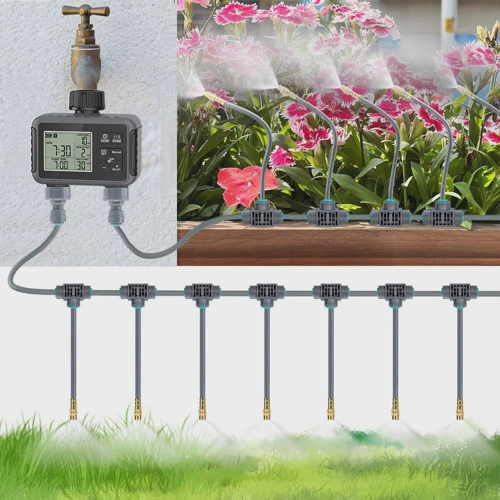 Slimme Tuin Watergift Timer met Dual Zone LCD Display en Vernevelingssysteem