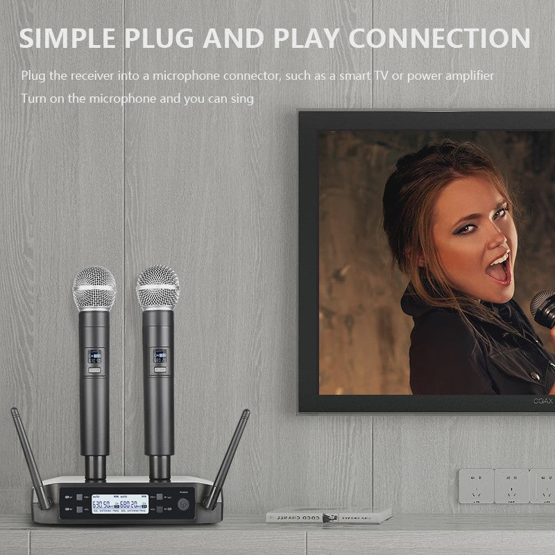 Draadloze Microfoon Set - UHF Dual Channel Handheld Microfoon voor Karaoke, Feest & Presentaties