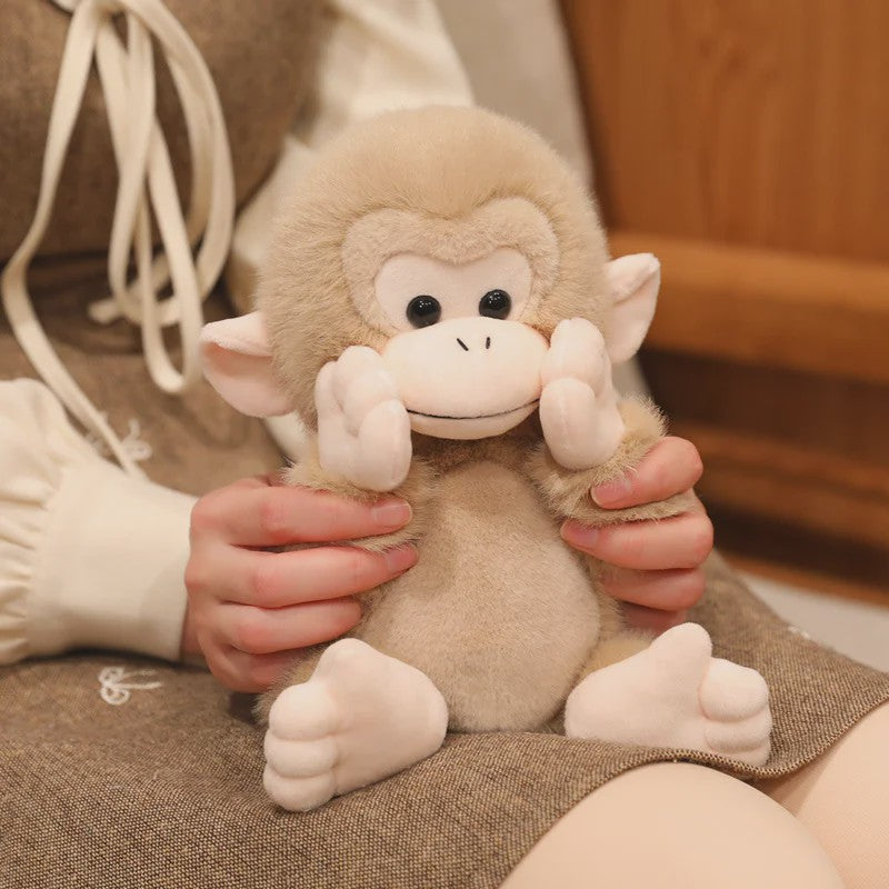 Schattige Macaque Aap Knuffel - Pluche Dierenkussen, Perfect Cadeau voor Kinderen & Dierenliefhebbers