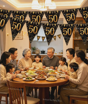 Black Gold Verjaardag Banner - Slingers voor 30, 40, 50, 60 Jaar Feestdecoratie