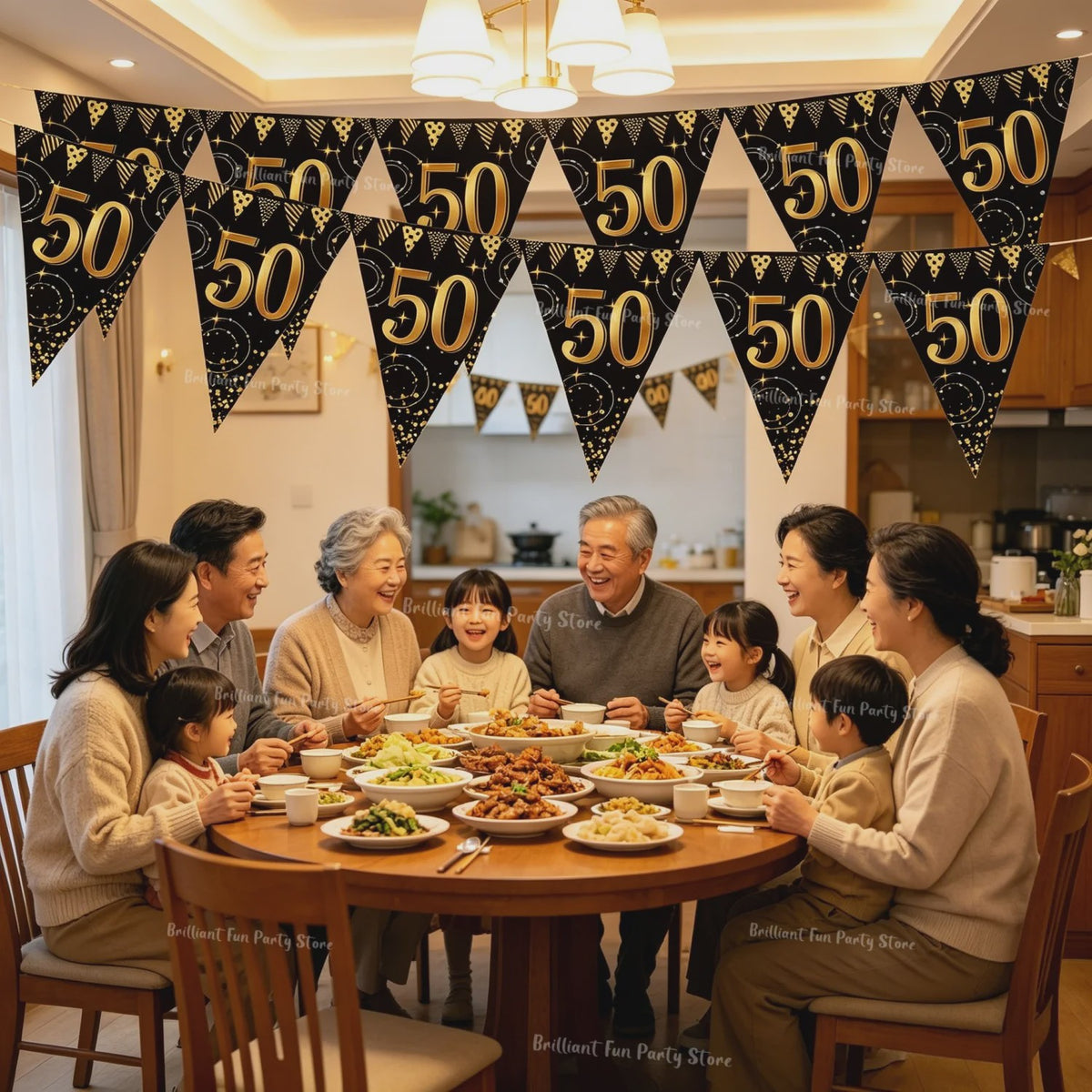 Black Gold Verjaardag Banner - Slingers voor 30, 40, 50, 60 Jaar Feestdecoratie
