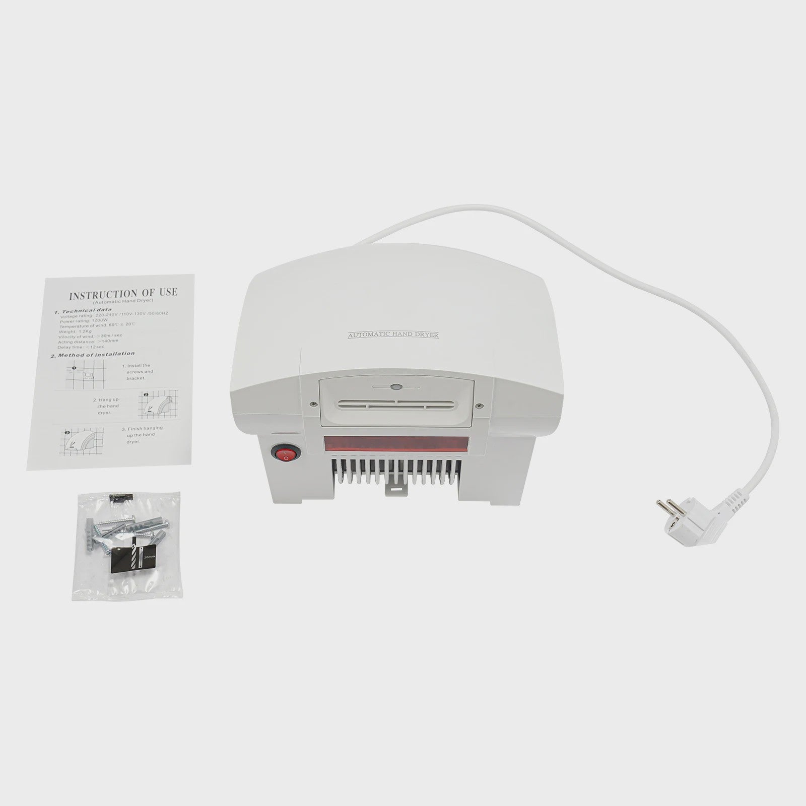 Automatische Handendroger Compact Wandmontage met Infrarood Sensor