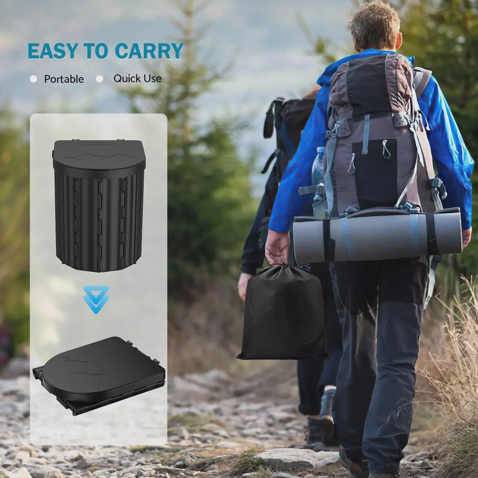 Draagbaar Camping Toilet - Opvouwbaar en Compact voor Auto, Camper, Boot & Buiten